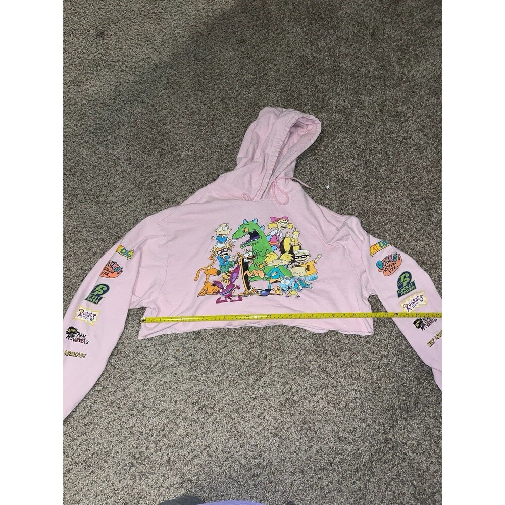 Nickelodeon Crop Hoodie Pink With Characters Size Large - Picture 3 of 8